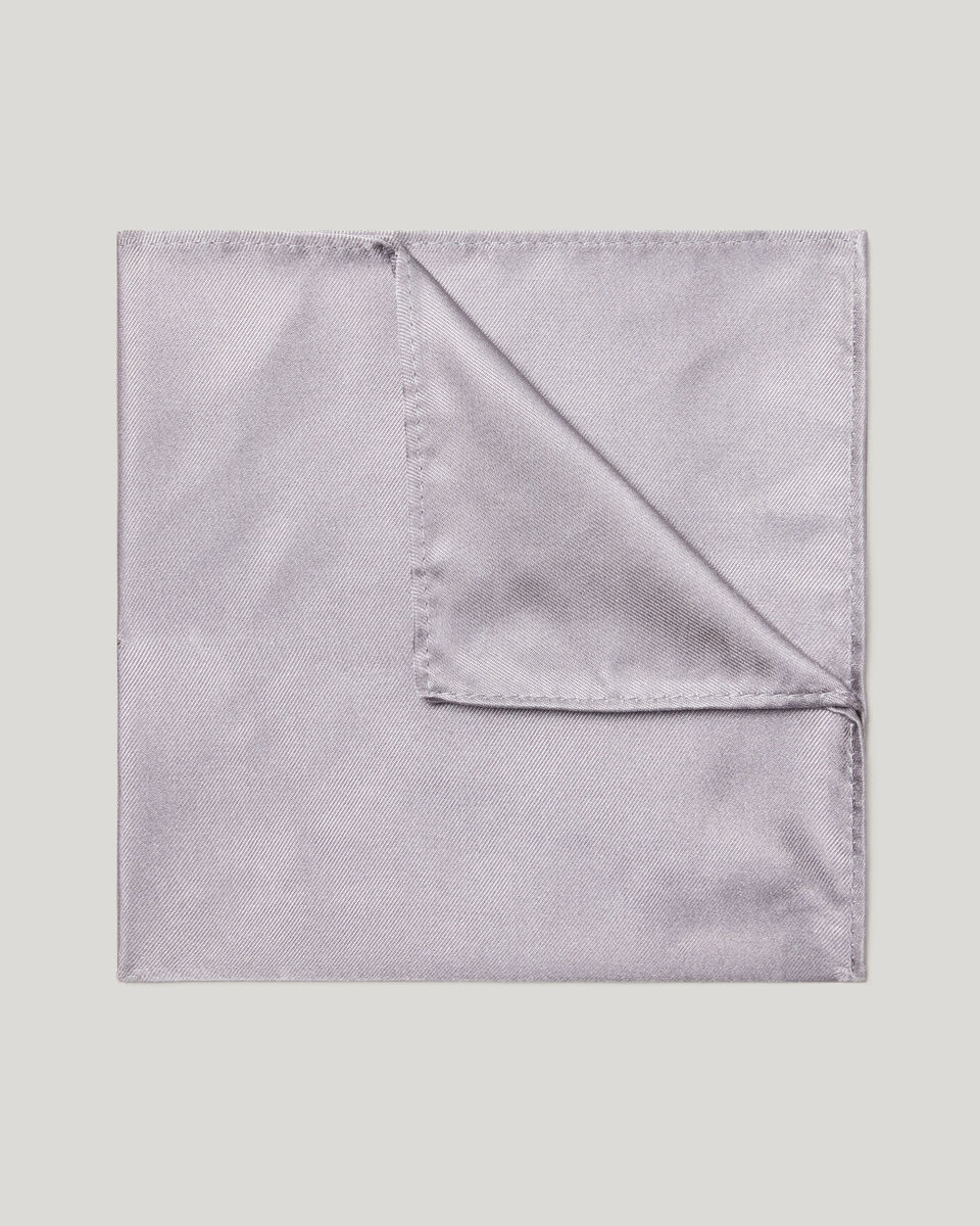 Silk Satin Pocket Square, Light Grey, hi-res